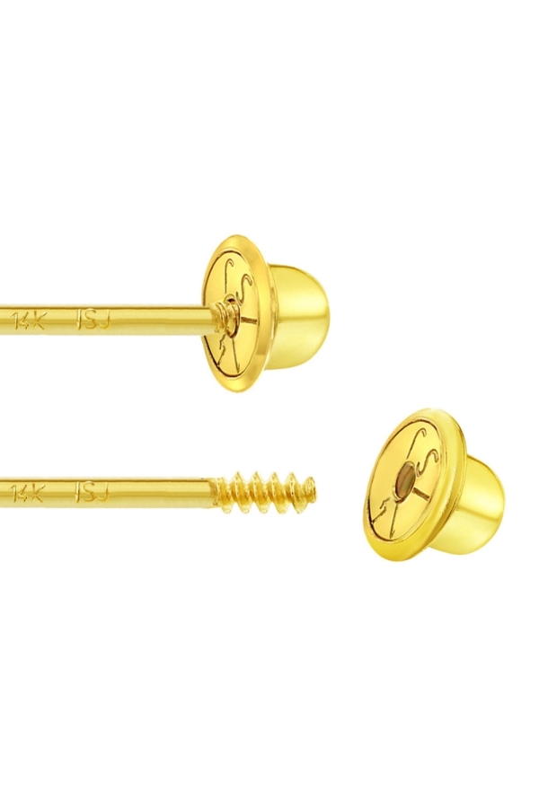 Cercei din Aur 14K in doua culori pentru Bebelusi si Copii, model Crab Curios cu Pietre CZ clare, inchidere cu Filet si Protectie