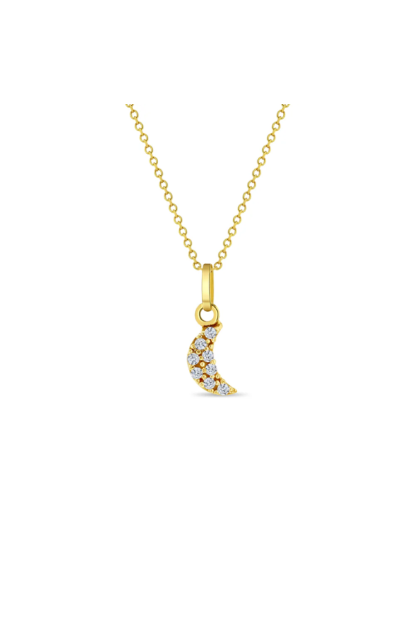 Pandant din Aur 14K pentru Copii, model Semiluna cu Pietre CZ