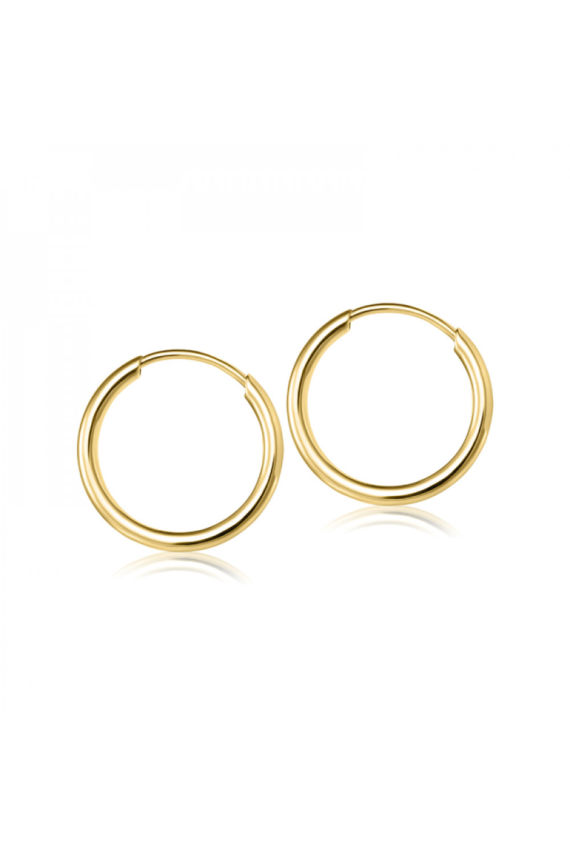 Cercei din Aur 14K pentru Copii, model Clasic Rotund 10mm, inchidere tip Creola Endless (tortita)